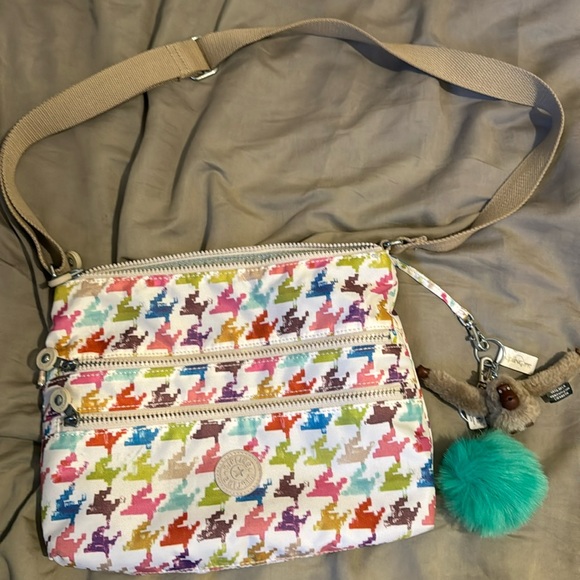 Kipling Multi Zip Houndstooth Multi Color Crossbody - Picture 1 of 10